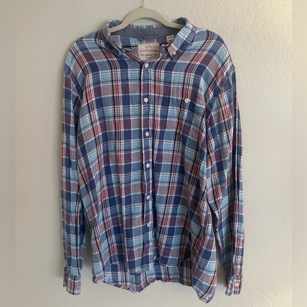 Weatherproof Vintage Shirt Men’s XL Lightweight Button Down Plaid Flannel